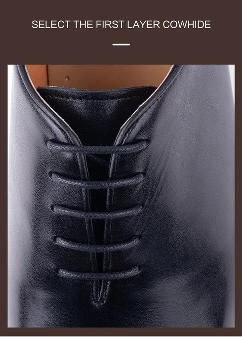 Men's Leather Casual Oxford Shoes Comfortable Lace-Up Business Footwear